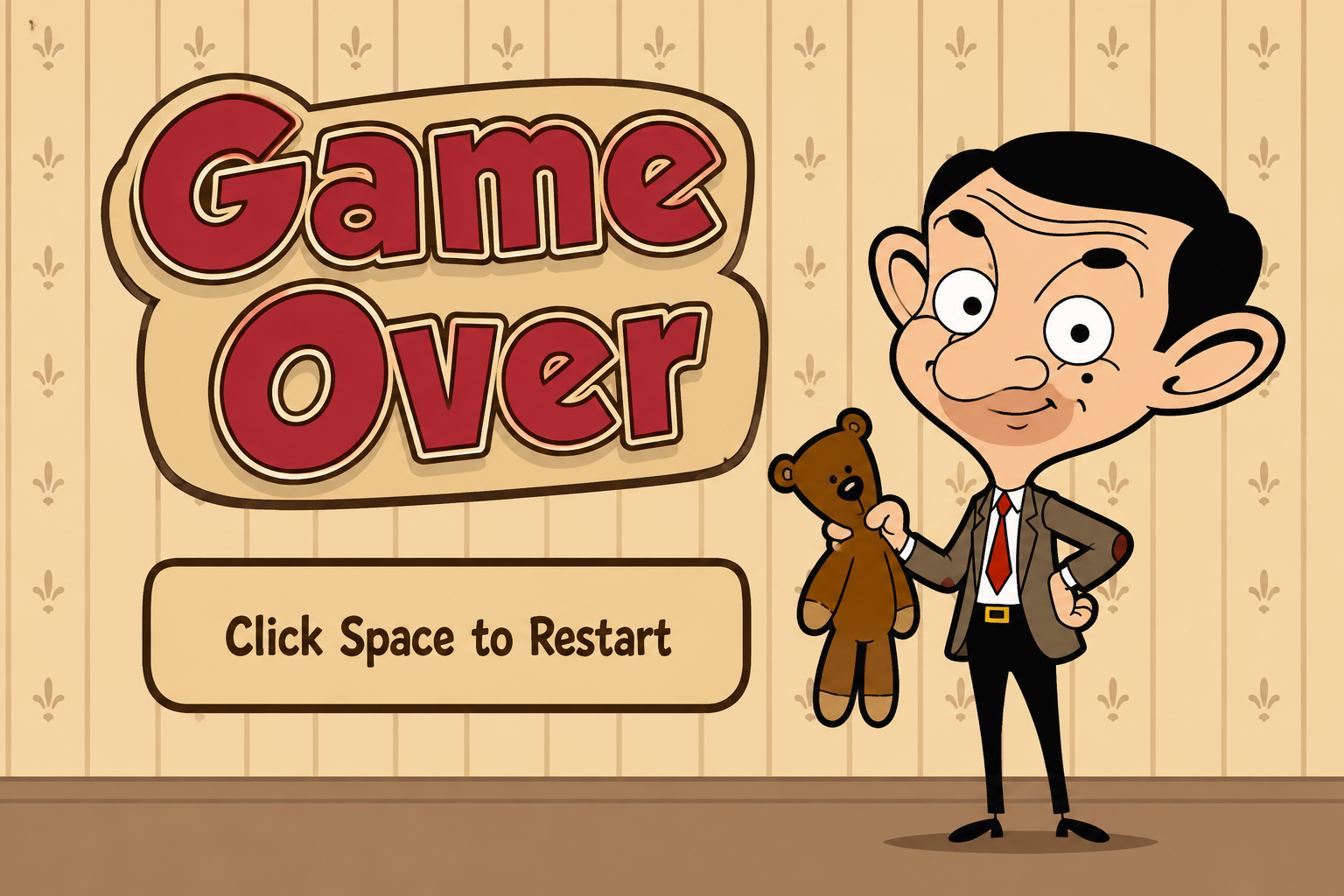 Bean Run game over screen displaying the final high score
